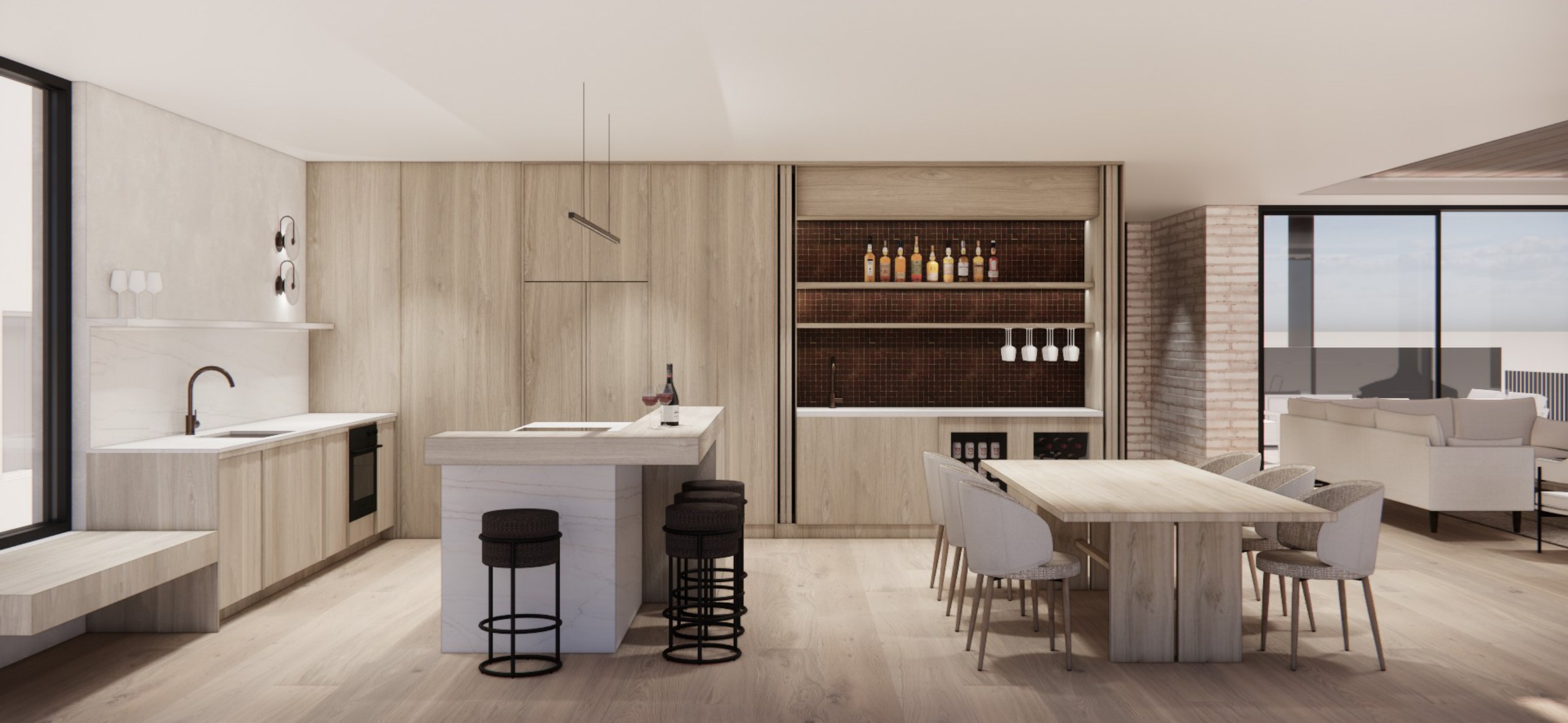 3 Loop Road kitchen render